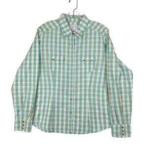Panhandle Slim Women’s L Western Snap-Button Shirt – Green Plaid, NWT